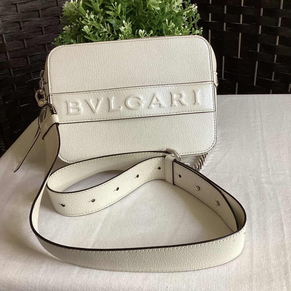 Bvlgari Ivory Leather Camera Bag